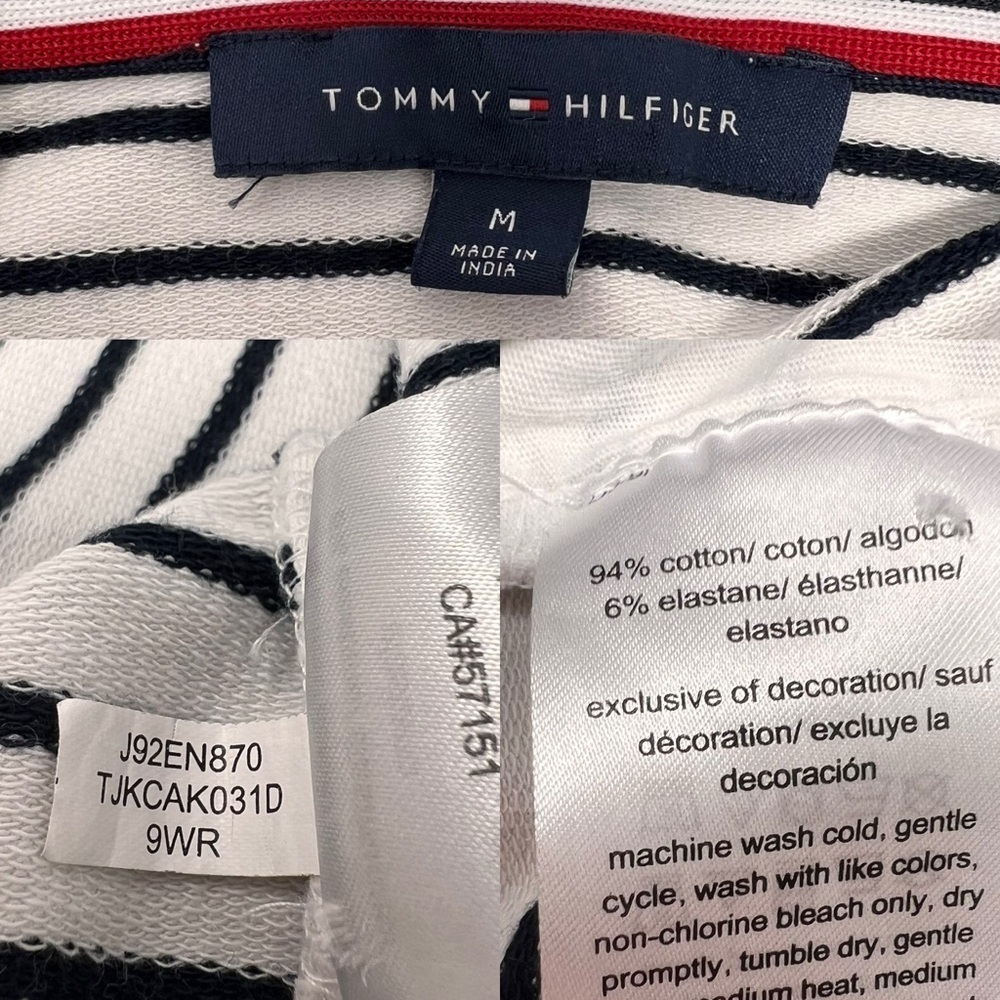 Tommy Hilfiger Women’s Patriotic Striped Long Roll Tab Sleeve 1/4 Zip Hoodie Med - Picture 12 of 14